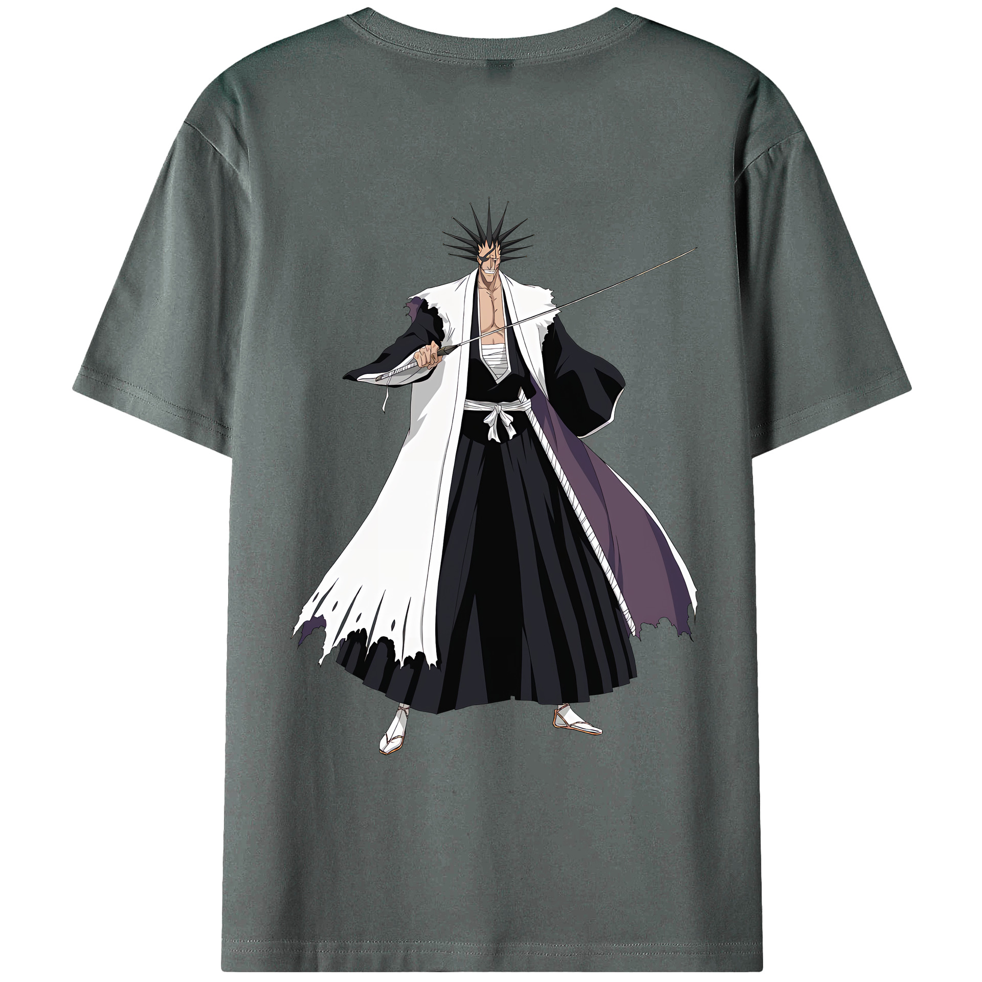 （画像用） ブリーチ ざらき けんぱち BLEACH Zaraki Kenpachi 綿100％ メンズ半袖Tシャツ（バックプリント） 通気性
